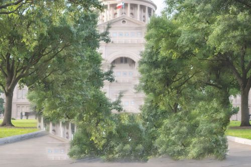 Photo of the Texas Capital with cops removed, replaced by trees