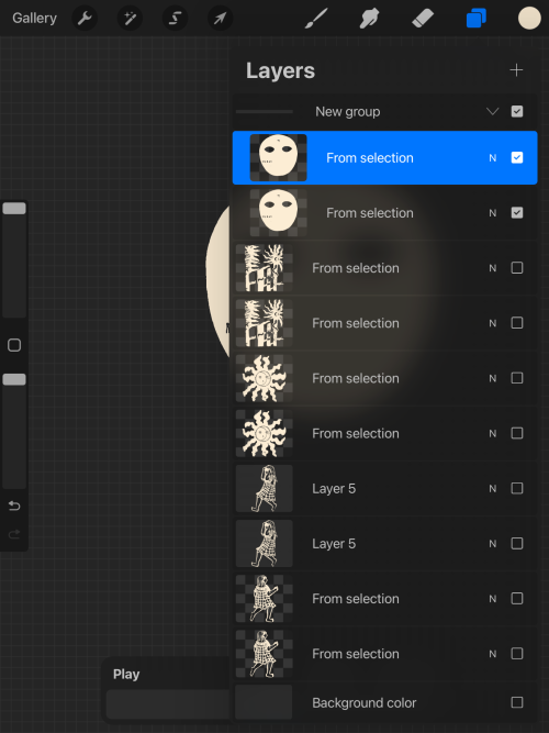 Screenshot of Procreate interface. Display of layers.