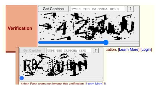 layered screenshots of captcha and human verification tests